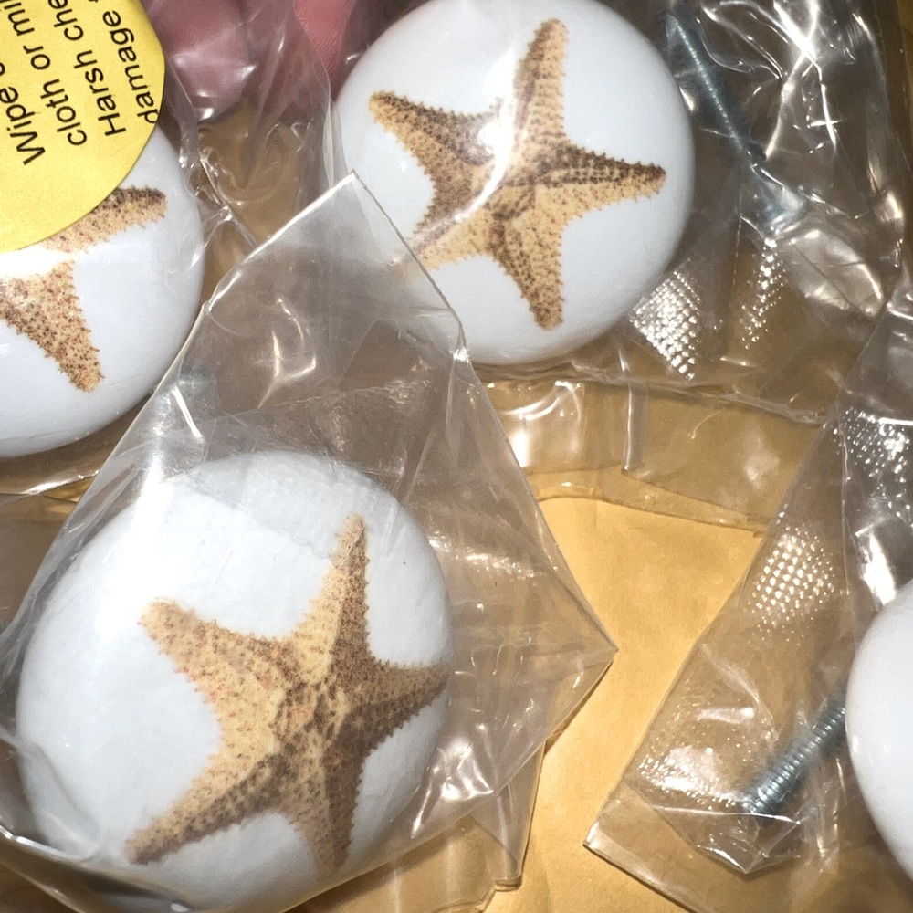 Nautical Ceramic Cabinet Starfish pull knobs - Picture 3 of 5